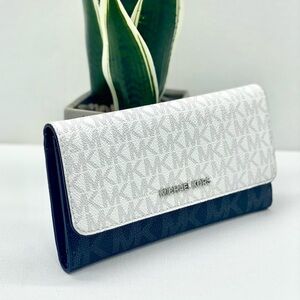 Michael Kors Jet Set Travel Trifold Wallet Optic White Multi